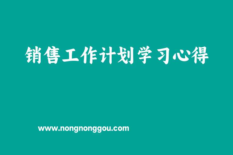 销售工作计划学习心得